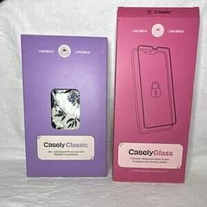 Casely MagSafe Floral Slim Case & Privacy Tempered Glass for iPhone 16 Pro